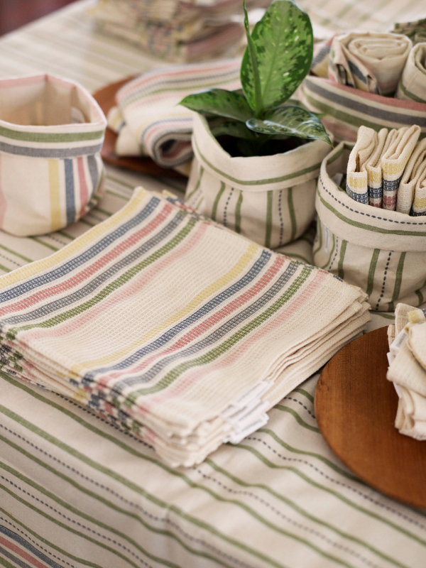 Myrtle Stripe - Fold Down Bags-Table Linen-Sheets on the Line